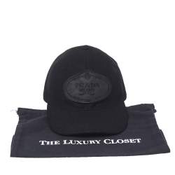 Prada Black Wool Logo Baseball Cap M
