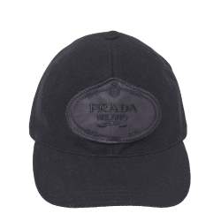 Prada Black Wool Logo Baseball Cap M