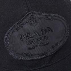 Prada Black Wool Logo Baseball Cap M