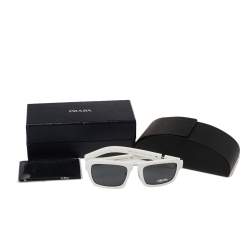 Prada White/Black SPR09X Square Sunglasses