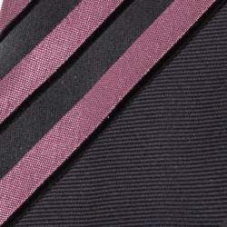 Prada Grey & Pink Diagonal Striped Silk Tie 