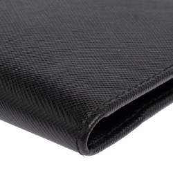Prada Black Saffiano Lux Leather Passport Holder