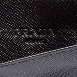 Prada Black Saffiano Lux Leather Passport Holder
