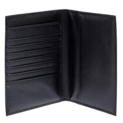Prada Black Saffiano Lux Leather Passport Holder