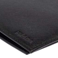 Prada Black Saffiano Lux Leather Passport Holder
