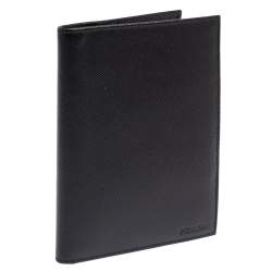 Prada Black Saffiano Lux Leather Passport Holder