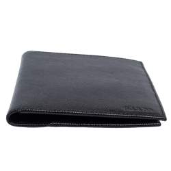 Prada Black Saffiano Lux Leather Passport Holder
