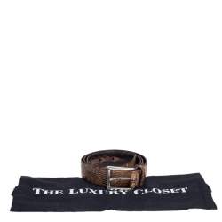 Pre Owned Prada Beige/Brown Lizard Buckle Belt 90 CM