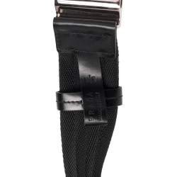 Pre Owned Prada Black Nylon and Leather Buckle Belt 95 CM
