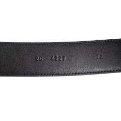 Pre Owned Prada Navy Blue Saffiano Leather Oval Plaque Buckle Belt 90CM