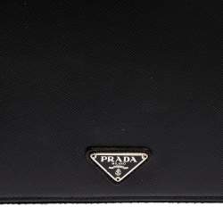 Pre Owned Prada Black Saffiano Leather Document Holder