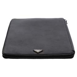 Pre Owned Prada Black Saffiano Leather Document Holder