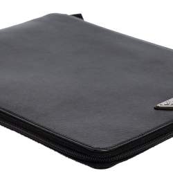 Pre Owned Prada Black Saffiano Leather Document Holder
