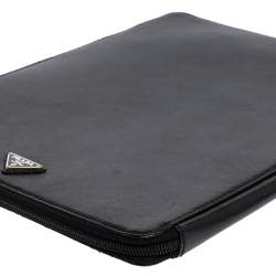Pre Owned Prada Black Saffiano Leather Document Holder