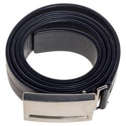 Prada Black Leather Buckle Belt 100 CM