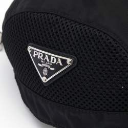 Prada Black Mesh-Panel Nylon Baseball Cap L