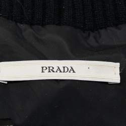 Prada Black Nylon Rib Knit Detail Beanie XL