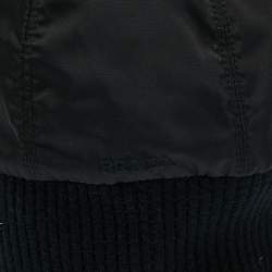 Prada Black Nylon Rib Knit Detail Beanie XL