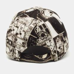 Prada Monochrome Cotton Comic Print Cap S