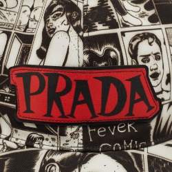 Prada Monochrome Cotton Comic Print Cap S