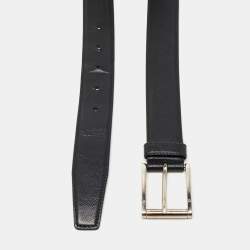 Pre Owned Prada Black Saffiano Leather Buckle Belt 105CM