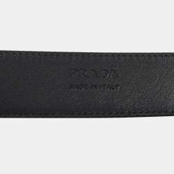 Pre Owned Prada Black Saffiano Leather Buckle Belt 105CM