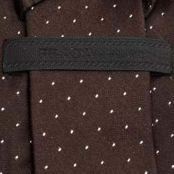 Pre Owned Prada Brown Dotted Silk Narrow Tie