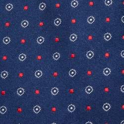 Prada Navy Blue Patterned Silk Narrow Tie