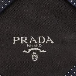 Prada Navy Blue Dotted Silk Slim Tie