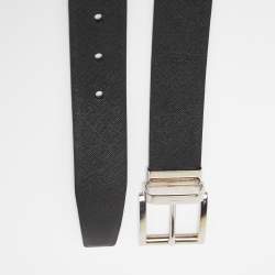 Prada Black/Brown Leather Reversible Buckle Belt 110CM