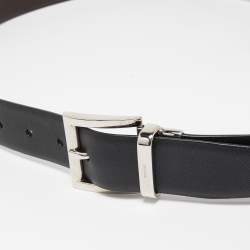 Prada Black/Brown Leather Reversible Buckle Belt 110CM