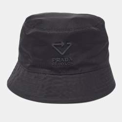 Pre Owned Prada Black Eco-Nylon Bucket Hat L