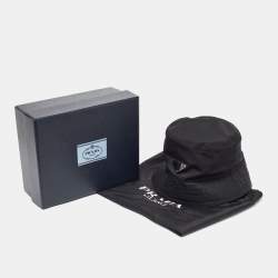 Pre Owned Prada Black Eco-Nylon Bucket Hat L