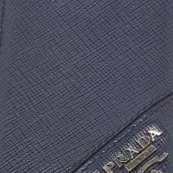Pre Owned Prada Blue Saffiano Leather Badge Holder