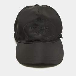 Prada Black Logo Embroidered Polyamide Baseball Cap S