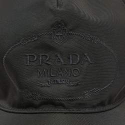 Prada Black Logo Embroidered Polyamide Baseball Cap S