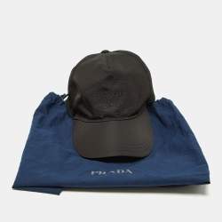 Prada Black Logo Embroidered Polyamide Baseball Cap S