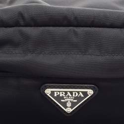 مملوكة مسبقًا Prada Black Saffiano Leather and Nylon Logo Travel Pouch