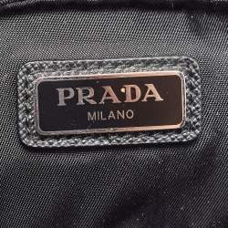 مملوكة مسبقًا Prada Black Saffiano Leather and Nylon Logo Travel Pouch