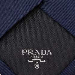 Pre Owned Prada Navy Blue Silk Tie