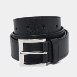Prada Black Leather Buckle Belt 85CM
