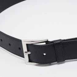 Prada Black Leather Buckle Belt 85CM