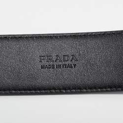 Prada Black Leather Buckle Belt 85CM