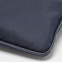 Prada Dark Blue Nylon and Leather Zip Messenger Bag