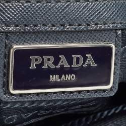 Prada Dark Blue Nylon and Leather Zip Messenger Bag