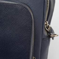 Prada Navy Blue Saffiano Leather Two Way Travel Briefcase