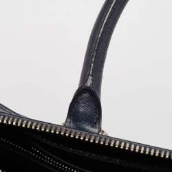 Prada Navy Blue Saffiano Leather Two Way Travel Briefcase