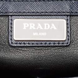 Prada Navy Blue Saffiano Leather Two Way Travel Briefcase