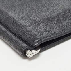 Pre Owned Prada Black Leather Money Clip Bifold Wallet
