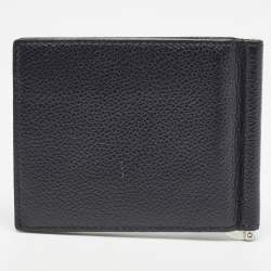 Pre Owned Prada Black Leather Money Clip Bifold Wallet